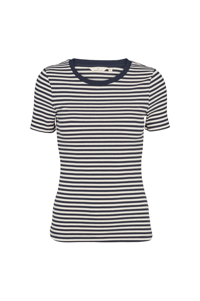 Basic Apparel Ludmilla O-Neck T-shirts 500 Birch/Navy